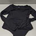 Avidlove Bodysuits for Women Long Sleeve Body Suits Women's Scoop Neck Bodysuit Double Lined Tops (L, Black)