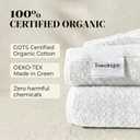 TOWELTIQUE- Organic Cotton Plush Bath Towels Pack of 6 GOTS & Oeko- TEX Certified | Premium Soft, Absorbent & Quick-Drying Towels for Bathroom, Gym, Spa & Hotel Use – White