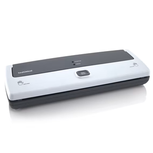 Seal-A-Meal Vacuum Sealer and Bags, Compact White Food Sealer with One-Touch Sealing for Seal-A-Meal and FoodSaver Vacuum Seal Bags and Rolls, Includes 4 Bags
