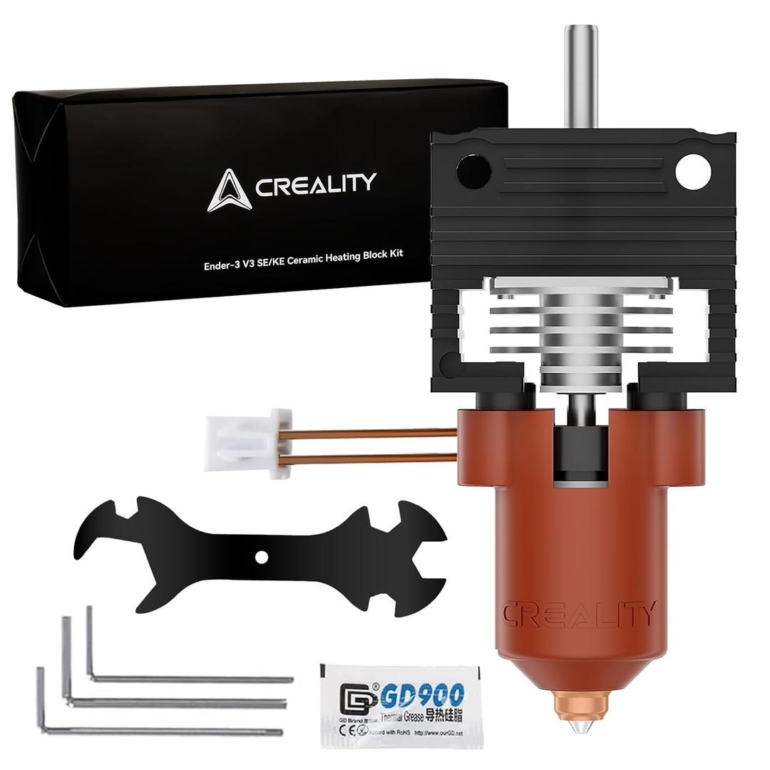 Official Creality K1/K1 Max/K1C Hotend Upgrades Kit, Unicorn K1 Series Ceramic Heating Block, 3D Printers Hotend Integrated Quick-Swap Nozzle, 300C High Temperature, 600mm/s (Terminal Without Buckle)
