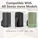 Wall Mount Holder Compatible with Sonos Move 1 and Move 2 Speakers, Speaker Mounts Stand Includes All Mounting Hardware and Anchors for Drywall, Wood Studs, and Concrete - Black