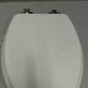 Mayfair Bennett Toilet Seat with Brushed Nickel Hinges, Slow Close Wood Seat, Secure Metal Hinges, Easy Install, Elongated, White