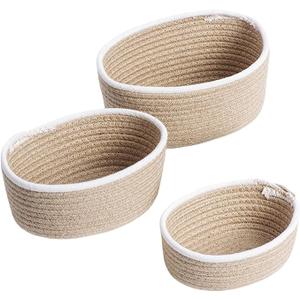 Set of 3 Twisted Weave and Zig Zag Sewn Seagrass Storage Baskets