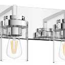 Chrome Light Fixtures, 4 Light Bathroom Vanity Light with Clear Glass Shade, 30 in Modern Vanity Light, Bathroom Lighting Fixtures Over Mirror for Living Room