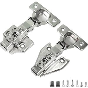 2 Pack Full Overlay Face Frame & Frameless Soft Close Concealed European Hinges for Kitchen Cabinet Door, Clip On, 3 Way Adjustability, 105 Degree