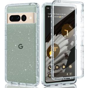 PUJUE for Google Pixel 7-Pro Clear Case: Dual Shockproof Protective Cell Phone Cover | Anti-Yellowing Silicone TPU | Full Protection Slim Bling Bumper Rubber