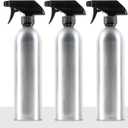 Aluminum Spray Bottles (3 Pack) 20oz - Silver Metal Aluminum Refillable Spray Bottles, Cleaning Solution, Hair, Plants, Gardening, BBQ Grill, Restaurants, Cooking (New Updated Sprayers)