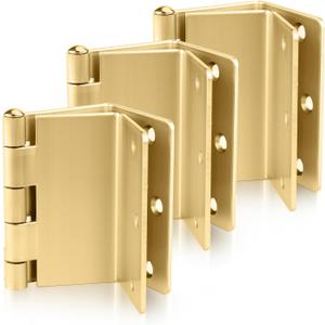 Haidms 3 Pack Gold Offset Hinges 3.5 Inch Expandable Door Hinges Heavy Duty with 1/4'' Radius Corner Full Mortise (Brushed Brass)
