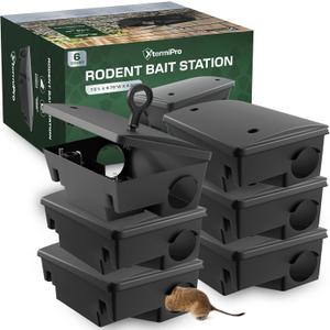 Large Rat & Mouse Bait Station - 6 Pack - Rat Bait Stations for Mice Outdoor/Indoor - Tamper Resistant - Child & Pet Safe Rodent Bait Station - Outside Traps - Bait Box Pest Control