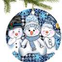 Snow Man Christmas Ornaments for Christmas Tree Snow Man Tree Ceramic Ornament Hanging Snowmen Ornaments for Xmas Holiday Home Decor Gift Exchanges Idea Party Supplies(Three1)