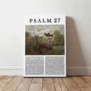 Psalm 27 Wall Art Vintage Flower Landscape Painting the Lord Is My Light Wall Art Bible Verse Prints Christian Pictures Jesus Artwork for Living Room Christian Scripture Posters 16x24inch Wood Framed