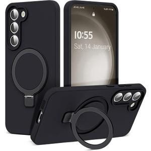 SKYLMW for Samsung Galaxy S23 Case with Magnetic Invisible Stand [Compatible with Mag-Safe] Military Drop Tested [Full Camera Protection] Silicone S23 Cases for Men Women, Black