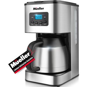 Mueller Ultra Brew Thermal Coffee Maker, 8 cup (34oz) Carafe, Keep Warm, Auto Shut-Off, LCD Display Coffee Machine, Programmable, Delay Brew Function, Stainless Steel