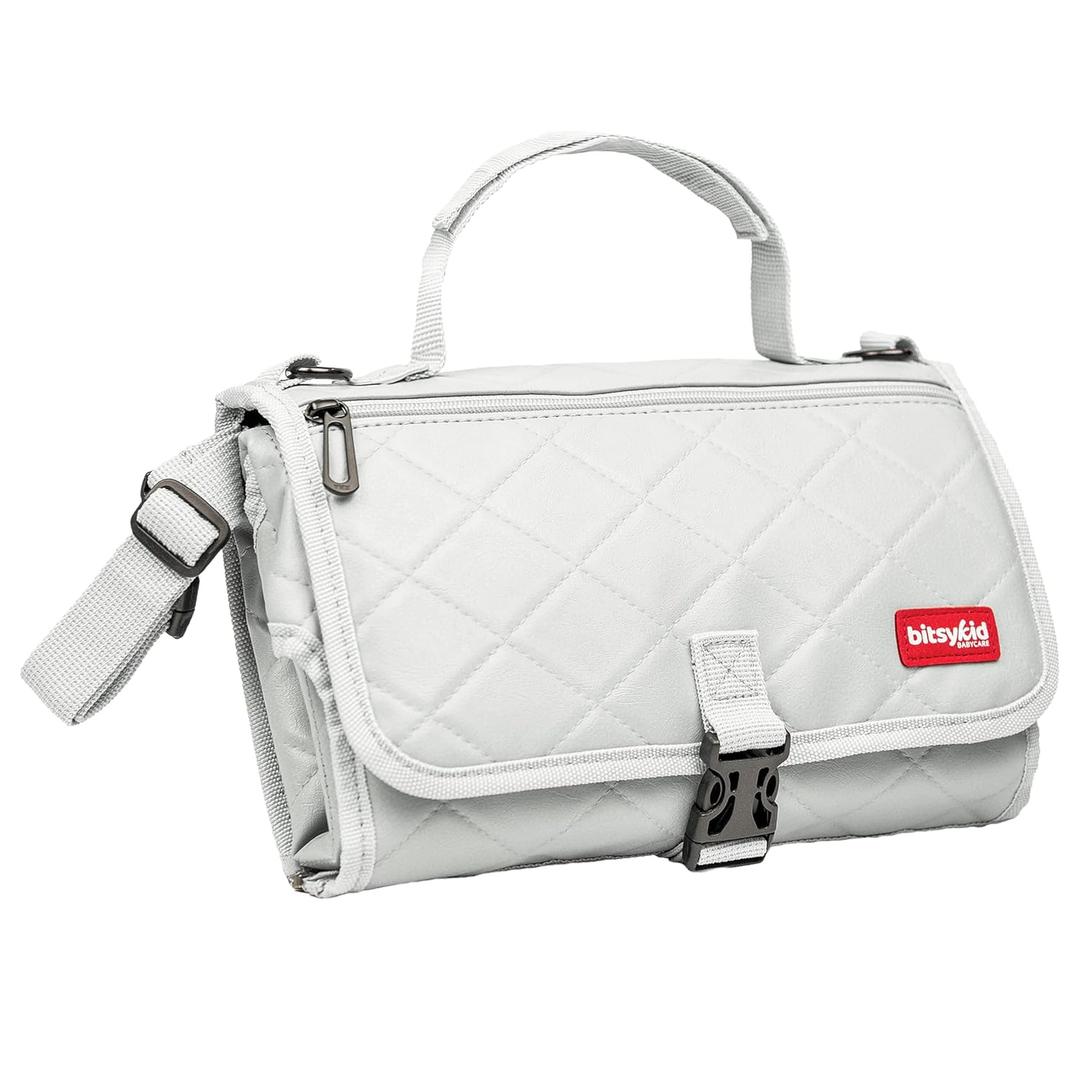 Premium Portable Diaper Changing Pad  Extra-Thick Cushioned Travel Mat with Wipes Pocket  Waterproof, Easy to Clean, Gift-Ready (Cloud Gray)