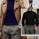 Ficerd 3 Pack Men's Turtleneck Shirts, Long Sleeve Cotton Pullover Sweaters Mock Neck Knitted T-Shirt Basic Slim Fit Tops (L)