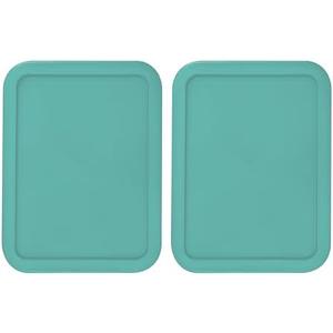Replacement Lids fits Pyrex 6-Cup Glass Food Storage Container Bowls, (8.75 x 6.75-Inch) Plastic Rectangle Lids Covers for Pyrex 7211-PC, Airtight & Leakproof (2-Pack, Turquoise)