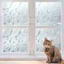 Rabbitgoo Window Privacy Film, Frosted Glass Window Film Decorative for Glass, Sun UV Blocking Static Cling Floral Door Covering, Removable House Tint, 3D Vine Pattern, 17.5" x 78.7"