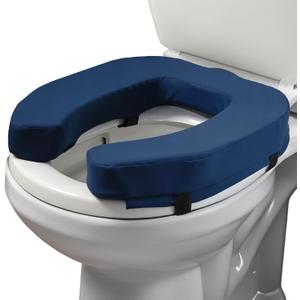 Lunderg Padded Toilet Seat Riser for Seniors - Adds 2 inches. Universal Fit - FIRM Raised Toilet Seat Cushion with High-Density Foam for Enhanced Comfort & Elevation. Post-Surgery Must have (Blue)