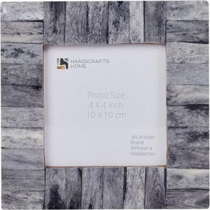 Handicrafts Home 4 by 4 Grey Picture Frame  Handmade Rustic Photo Frame for Shelf Decor, Bone inlay Frames for Desk & Bedroom Decor, Perfect for Home Decor, Wedding, Graduation, Or Milestone Photos