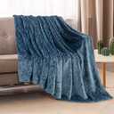 TOONOW Fleece Blanket Super Soft Plush Throw Blanket 50" x 60" Cozy Fuzzy Bed Blankets Geometric Pattern Comfy Microfiber Flannel Blankets for Couch, Bed, Sofa, Navy Blue