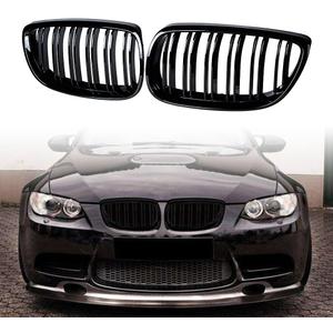 Astra Depot Left Right Front Hood Glossy Black Double Line Kidney Grille Compatible for BMW 2007-2010 E92 E93 328i 335i 2-Door 2008-2013 M3 2DR