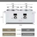 Double Wax Pot Warmer Professional - At Home Waxing Kit Digital For All Hair Types - Eyebrow, Facial, Bikini etc. (White Double Pot)