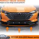 Compatible with Nissan Sentra Sedan All Models 2024 2025 Front Bumper Lip 3PCS Front Splitter Painted Glossy Black, Automotive Front Lower Chin Lip Air Dams Exterior Body Kits