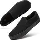 Women's Slip on Shoes Canvas Sneakers Loafers Non Slip Shoes Low Top Casual Shoes (9, Full Black)