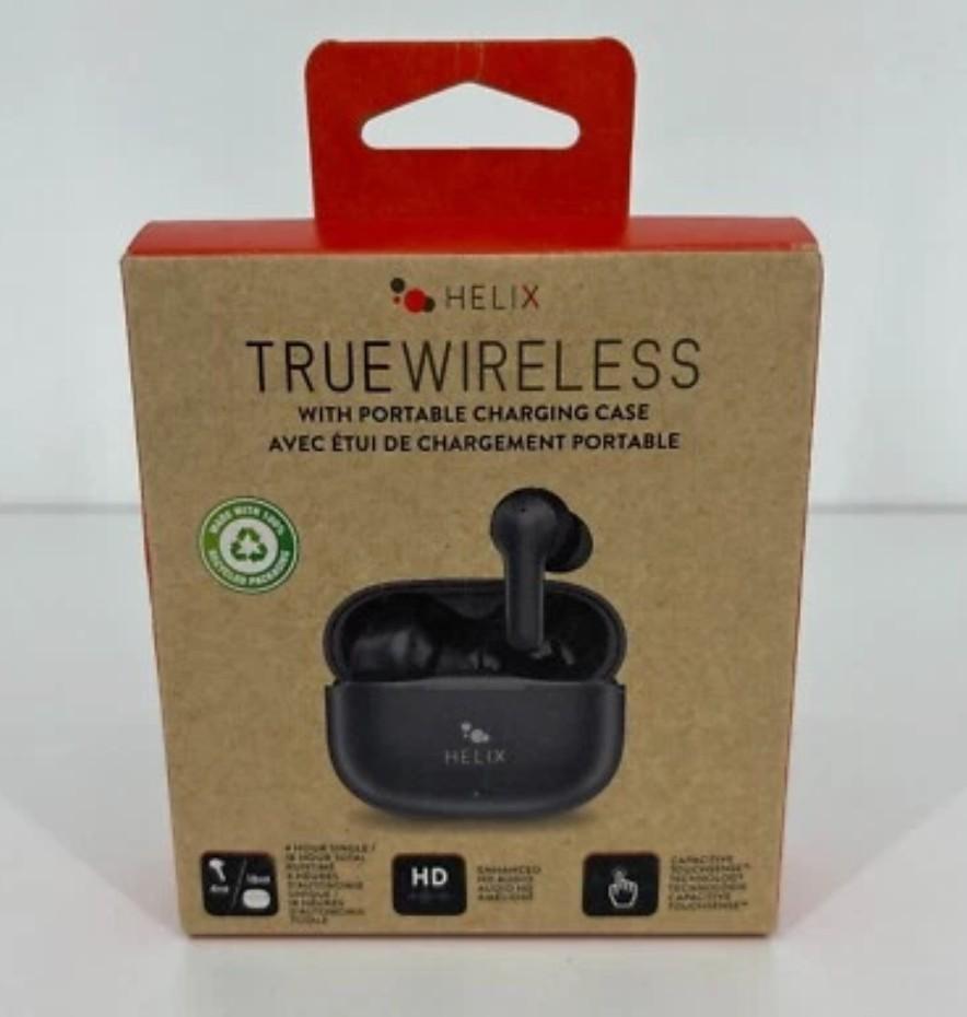 Helix TW Wireless Earbuds – Black, True Wireless Stereo Earphones with Charging Case