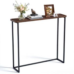 Faesun 33.5 Inch Behind Couch Table, Vacuum Forming Narrow Console Table, Thin Sofa Side Display Table, for Living Room, Bedroom, Walnut