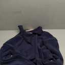 QINSEN Women's Full Zip Fleece Short Jacket Warm Winter Long Sleeve Stand Collar Sherpa Crop Coat (Navy)