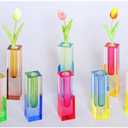 Acrylic Vase, Bud Vase for Centerpieces, Maximalist Decor Cute Flowers Vases for Modern Home, Office, Bedroom, Living Room, Dining Table (Pink, Sunny Orange)