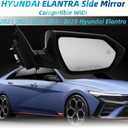 Passenger Side Mirror Compatiable With Compatiable With 2021 2022 2023 2024 2025 Hyundai Elantra With Heated Power Glass Turn Signals Blind Spot Manual Folding 8Pins Black