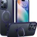 TORRAS Magnetic Ostand for iPhone 15 Pro Max Case, [Military Grade Drop Tested][Compatible with MagSafe][Build in Kickstand] Translucent Hard Back Soft Edge Anti-Fingerprint 6.7" 2023, Purple
