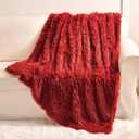 Red Faux Fur Throw Blanket,2 Layers,50" x 60",Soft Fluffy Fuzzy Cozy Blanket for Women Girls Teens Sofa Chair Couch Bed Farmhouse Decorations Photoshoot Props Christmas