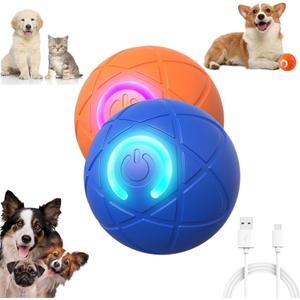 Smart Jumping Ball for Dogs,Shaky Ball Toy for Dogs,Vibrating Do g Balls,USB Rechargeable Shaky Balls Dog Toy,Interactive Dog Bouncing B All for D ogs for Small, Medium,Large D ogs (Orange+Blue)