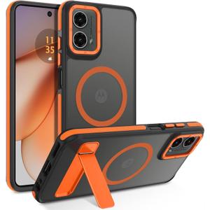 GaoBao for Moto G 5G 2024 Case with Invisible Kickstand [Compatible with Magsafe] [Military Grade Protective] [Translucent Matte] Slim Fit Cover for Motorola Moto G 5G 2024 6.6", Black/Orange