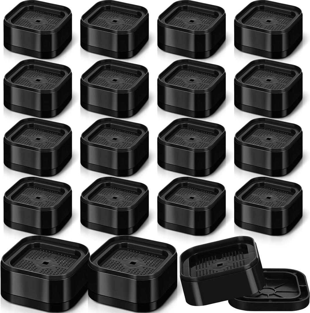 Ecally Furniture Risers Adjustable Bed Risers Desk Leg Risers 1.38" Stackable Heavy Duty Bed Lifts Risers Square Bed Raising Blocks for Mattress Table Leg Desk Chair Couch Sofa Dorm (Black, 16 Pack)