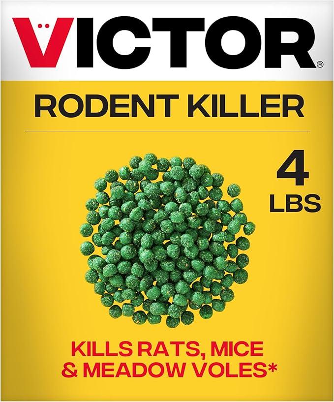 Victor Rat Poisoning for Inside & Outdoor Use  Kills Rats, Mice, Meadow Voles, Mouse Poisoning for Indoor & Outside Areas, ReadytoUse, Yellow, M925, 4 lbs