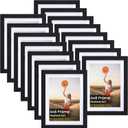 Lyeasw 5x7 Picture Frame Black Set of 15, Display Pictures 6x8 without Mat or 5x7 with Mat, Multi Photo Frames for Wall or Tabletop