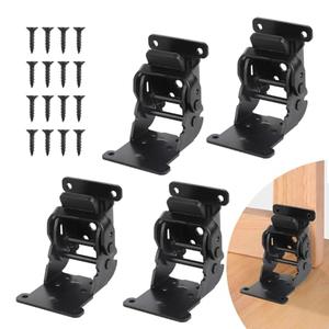Self Locking Hinges Furniture Table Legs Locking Brackets, 90 Degree Folding Hinge 4 Pack, Extension Brackets of Workbenches, Black Steel with Nickel-Plated Finish