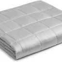 YnM Cooling Weighted Blanket  100% Cooling Oeko-Tex Certified Material with Premium Glass Beads (Light Grey, 48''x72'' 20lbs), Suit for One Person(~190lb) Use on Twin/Full Bed