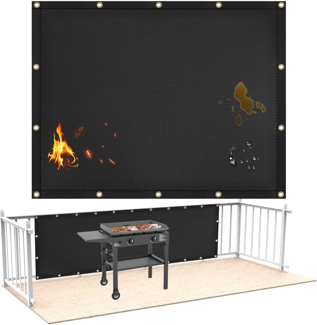 Fireproof Grill Heat Shield to Protect Deck Fence from Grill Heat, Heat Shield for Wood Stove, Stove Wall Protector Fridge, BBQ Grill Mat Accessories Compatible with Blackstone, 3'x4'