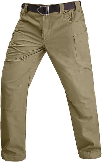 Men's Tactical Pants, Water Resistant Ripstop Military Pants, Work Hiking Pants with 9 Pockets, Khaki XL