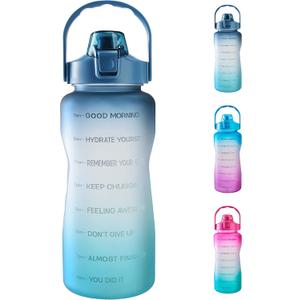 EYQ 64oz/128oz Leakproof Free Drinking Water Bottle with Motivational Time Marker BPA Free for Fitness, Gym and Outdoor Sports