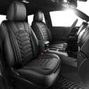 FREESOO 2 Front Tacoma 2005-2023 Seat Covers Custom Fit for Toyota Tacoma Double Crew Cab Faux Leather Pickup Truck Seat Covers (2 PCS Front, Black)