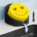 NiHome Silicone Sponge Holder Compatible with Scrub Daddy Mommy Sponges for Kitchen & Bathroom, Auto Draining Organizer, Holds Multiple Sponges & Cleaning Tools, Food-Grade, Dishwasher Safe (Black)