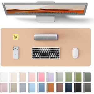 YSAGi Leather Desk Protector, Office Mat, Large Mouse Pad, Non-Slip PU Leather Blotter, Laptop Desk, Waterproof Writing Pad for Office and Home (Latte, 23.6" x 13.8")