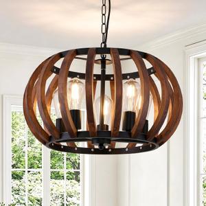5-Light Farmhouse Pendant Chandelier, 20 In Round Dining Room Light Fixture, 5-Light_009