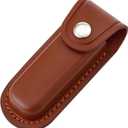 Pocket Knife Sheath, 4" Folding Pocket EDC Knife Case, Portable Pouch Knife Leather Holster with Snap Closure and Belt Loop, Accessory for Outdoor Climbing, Camping, Cycling and Hiking, Brown